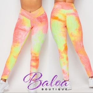 V-Waist Waffler Leggings Coral